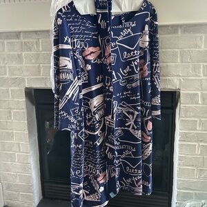 Lilly Pulitzer Navy and Pink Graphic Dress stretch novelty print size Large